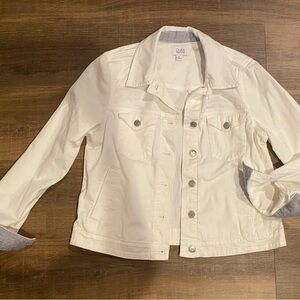 croft & barrow Cream White Denim Jacket with Button Front